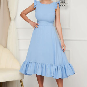 Rochie din material subtire tip in bleu - imagine 2