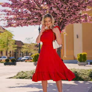 Rochie din material subtire tip in rosie - imagine 1