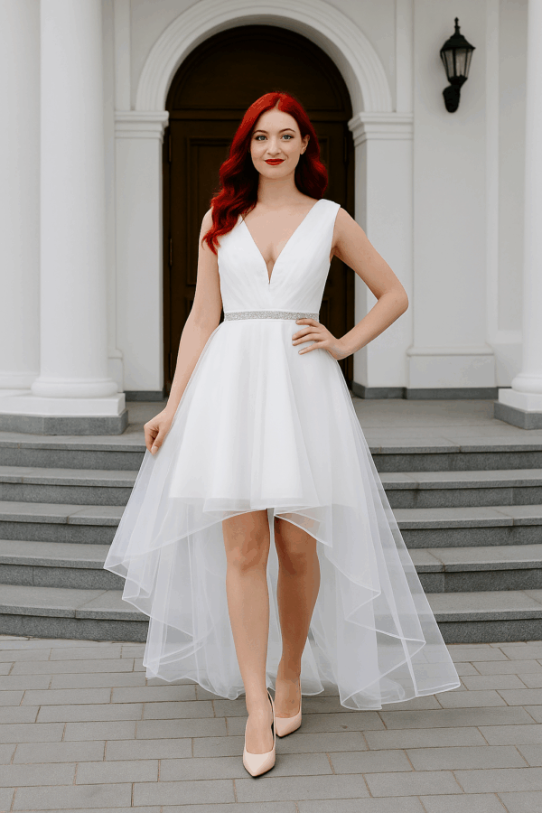 Rochie lunga din tulle Sandra alb