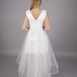 Rochie lunga din tulle Sandra alb - imagine 4