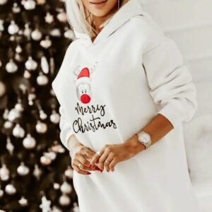 Rochie sport dama Merry Christmas Alb