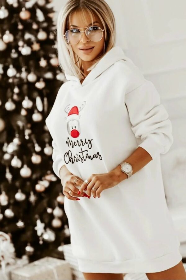 Rochie sport dama Merry Christmas Alb