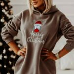 Rochie sport dama Merry Christmas Cappucino