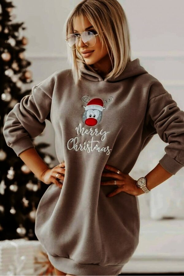 Rochie sport dama Merry Christmas Cappucino