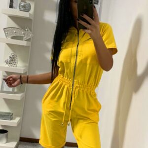 Salopeta dama Casual Jollenne Galben - imagine 1