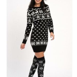 Set dama tricotat Anuska negru - imagine 3