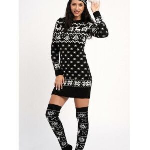 Set dama tricotat Anuska negru - imagine 4