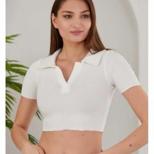 Top Scurt dama Lindsey Alb - imagine 1