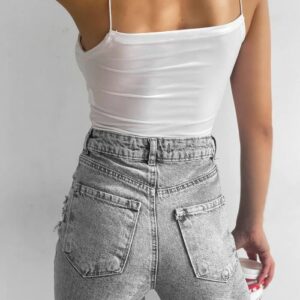 Top dama cu crapatura Askili Alb - imagine 2