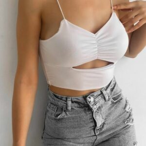 Top dama cu crapatura Askili Alb - imagine 3