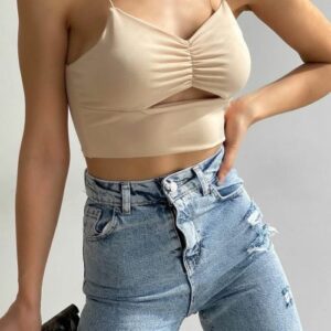 Top dama cu crapatura Askili Crem - imagine 3