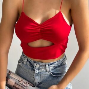 Top dama cu crapatura Askili Rosu - imagine 1