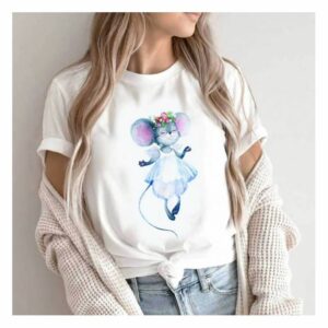 Tricou dama Alb Angelic Mice - imagine 1