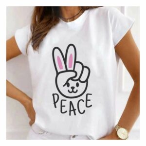 Tricou dama Alb Peace - imagine 1