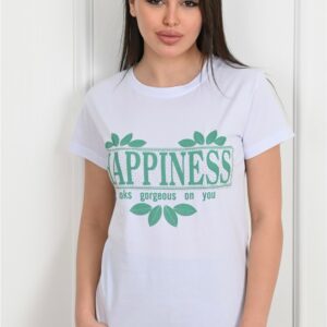 Tricou dama Happines alb - imagine 2
