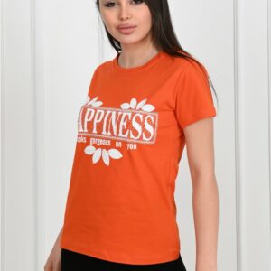 Tricou dama Happines portocaliu - imagine 1