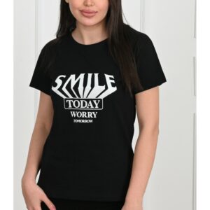 Tricou dama Smile Today Worry Tomorrow Negru - imagine 2