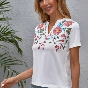 Tricou dama cu Broderie Leia Alb - imagine 1