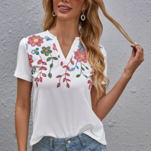 Tricou dama cu Broderie Leia Alb - imagine 4