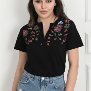 Tricou dama cu Broderie Leia Negru - imagine 2