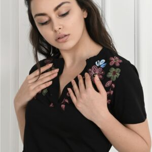 Tricou dama cu Broderie Leia Negru - imagine 3