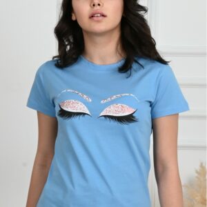 Tricou Sport dama Glittery Eyes Albastru - imagine 2