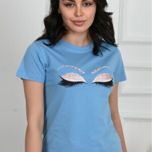 Tricou Sport dama Glittery Eyes Albastru - imagine 3