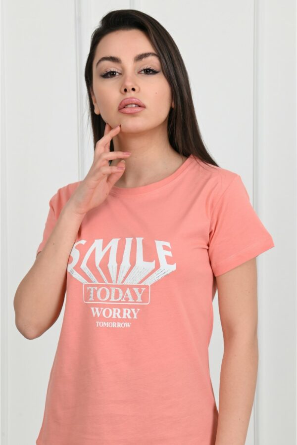 Tricou dama Smile Today Worry Tomorrow Roz