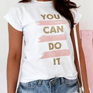 Tricou dama You Can Do It alb - imagine 1