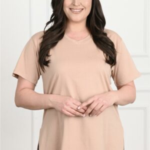 Tricou dama batal Mikaela bej - imagine 1