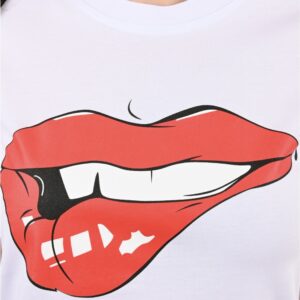 Tricou dama imprimeu BiteYourLips alb - imagine 2