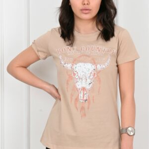 Tricou dama imprimeu BoneCountry bej - imagine 2