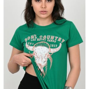 Tricou dama imprimeu BoneCountry verde - imagine 2