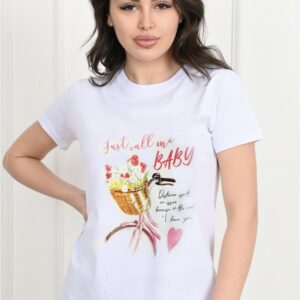 Tricou dama imprimeu Distance alb - imagine 1