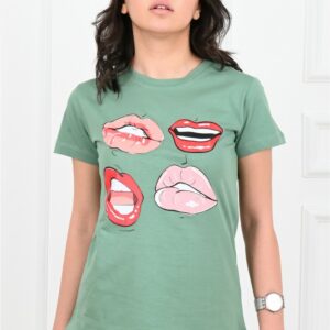 Tricou dama imprimeu Lips vernil - imagine 2