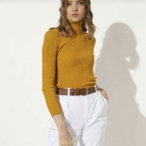 Pulover dama Bumbac Cellya Mustar - imagine 1