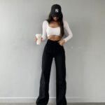 Blugi evazati dama Latisha negru