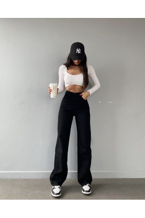 Blugi evazati dama Latisha negru