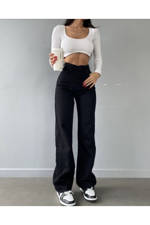 Blugi evazati dama Latisha negru