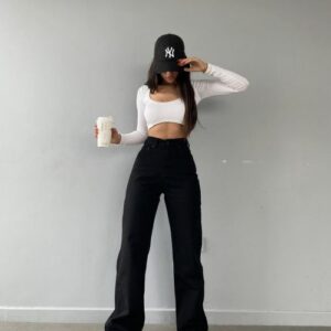 Blugi evazati dama Latisha negru