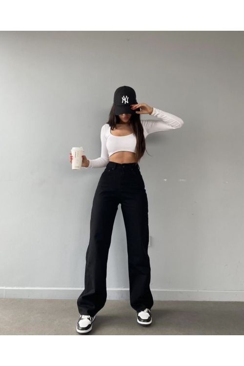 Blugi evazati dama Latisha negru