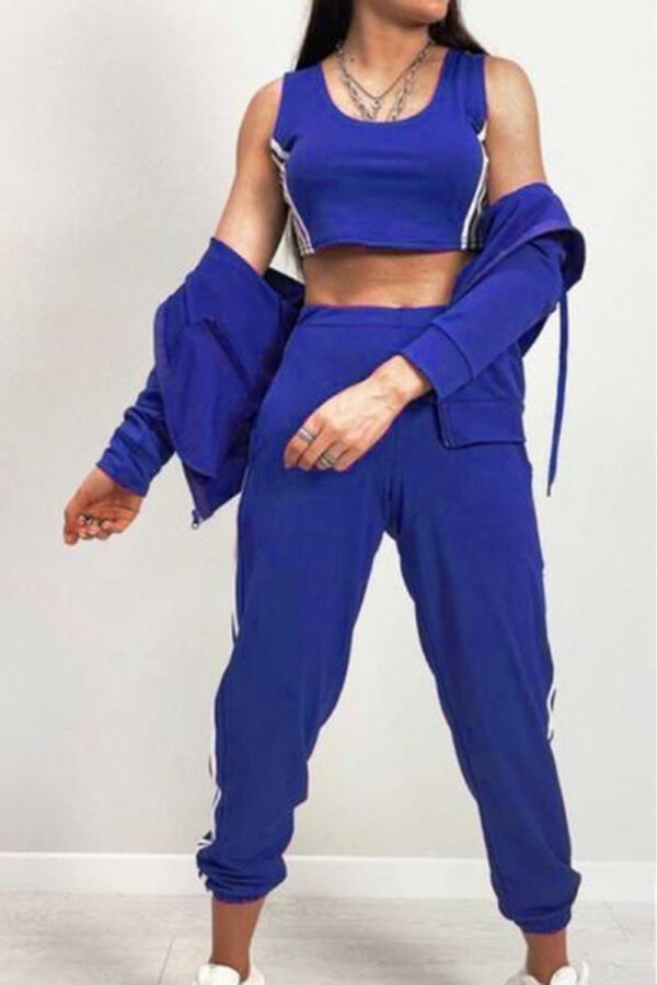 Compleu casual dama 3 piese Mannya albastru