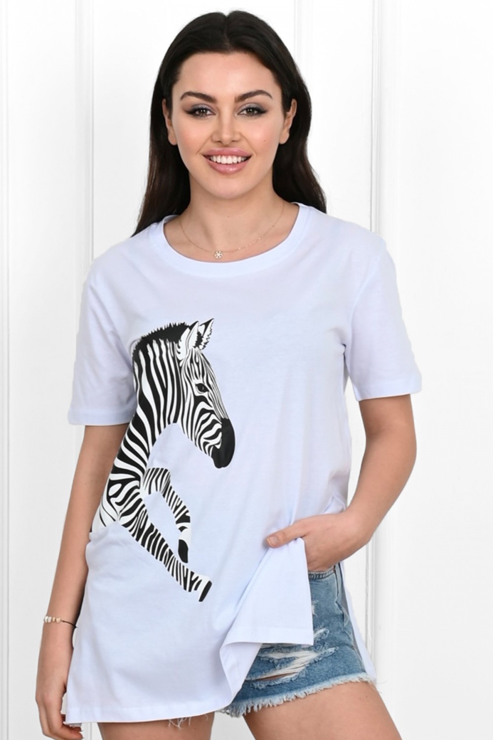 Tricou dama casual ZebraLove alb