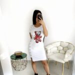 Rochie Dama Asimetric Pink Paradise Alb