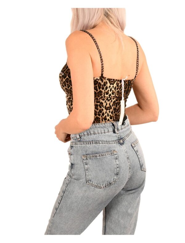 Top Animal Print cu bretele metalice