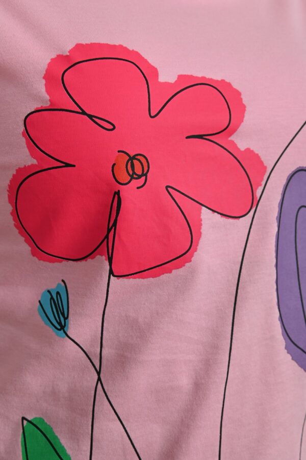 Tricou dama casual Flowers roz