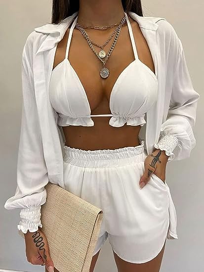 Compleu dama 3 piese Amka alb