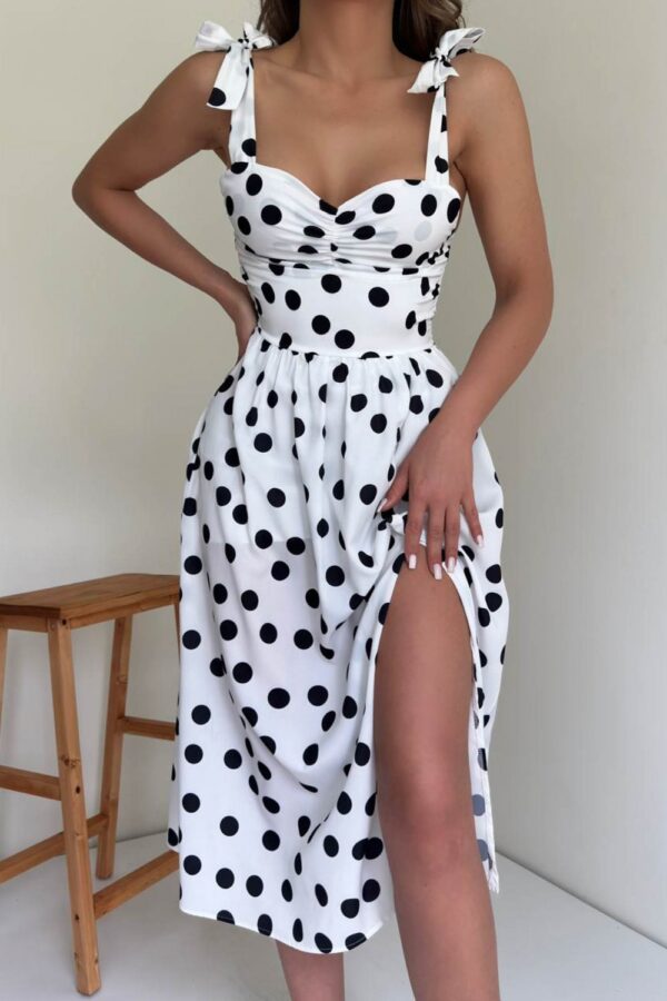 Rochie casual dama Aimee Dots alb negru