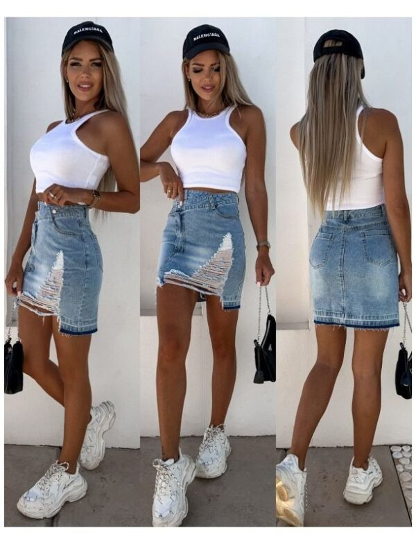 Fusta dama denim Frezny albastru