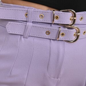 Pantalon dama office cu curele lila